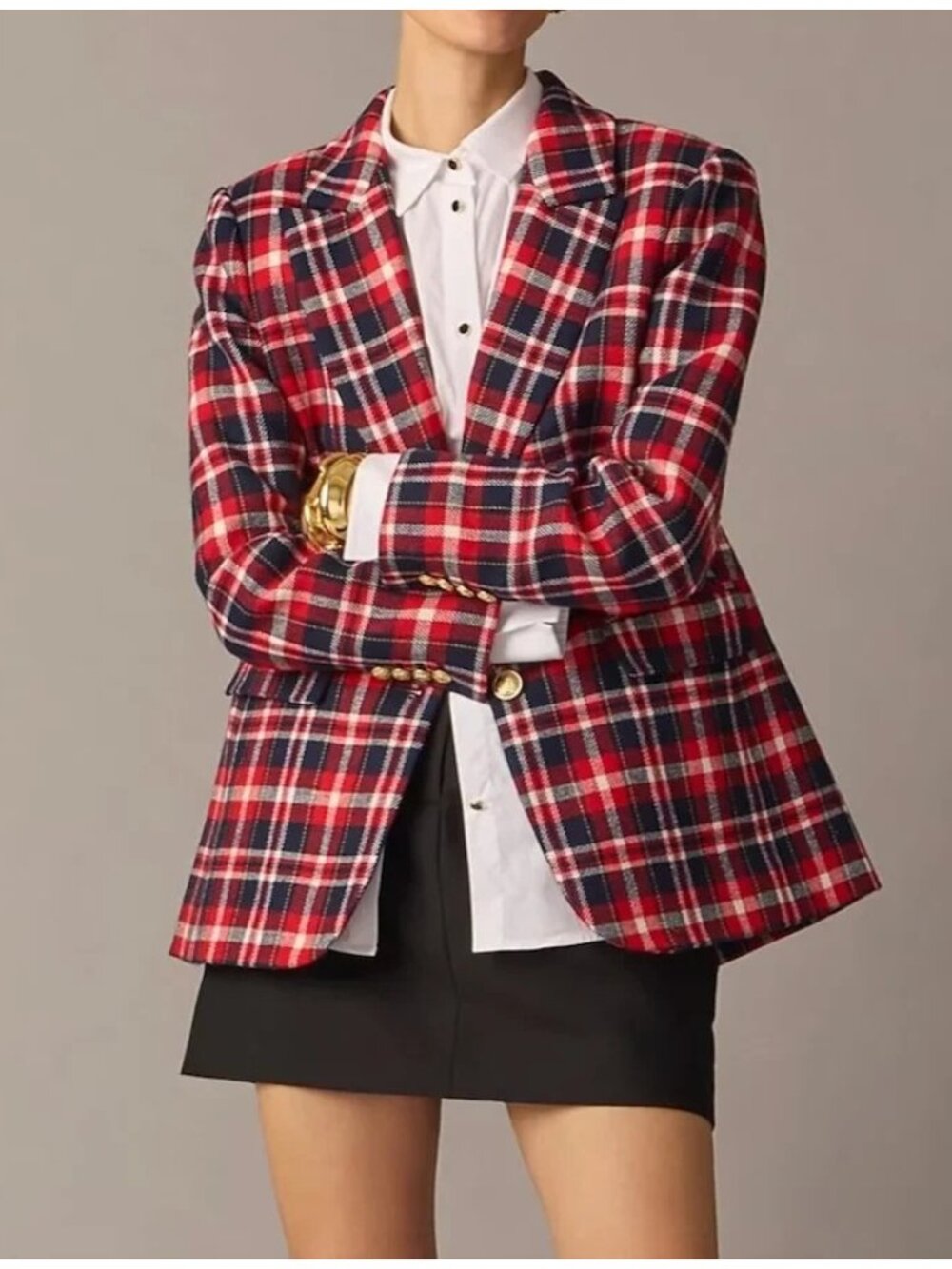 NWT J.Crew Collection Blazer-Jacket in Dark Evening Italian Plaid 10 $428